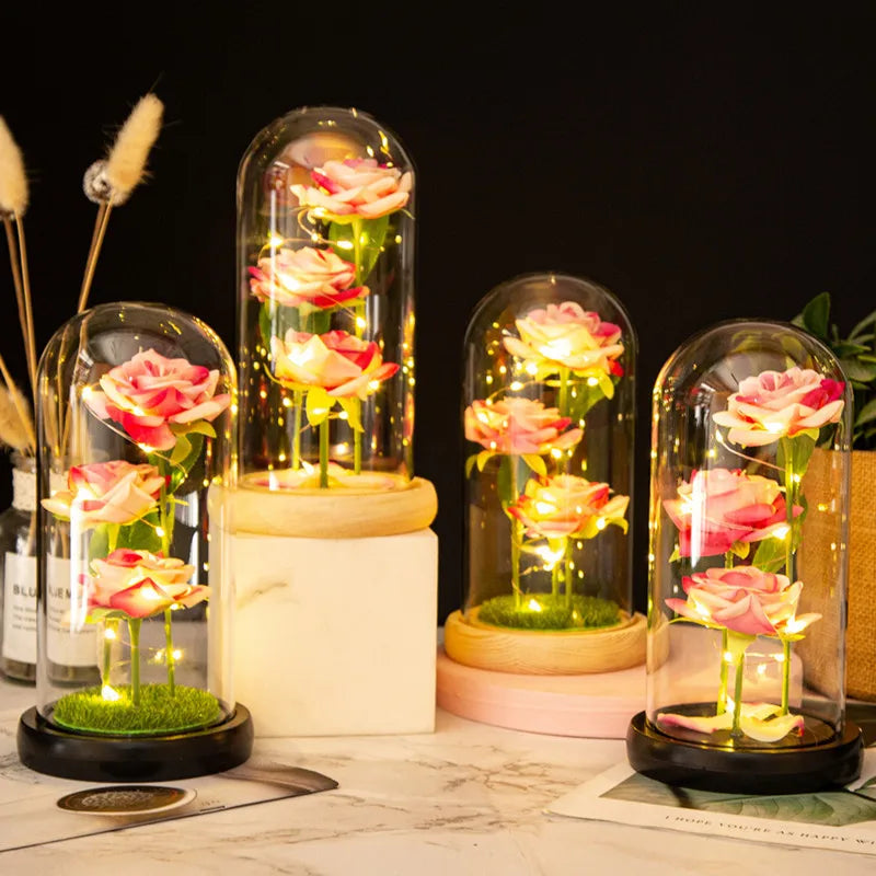 Trois Roses Artificielles LED Galaxy